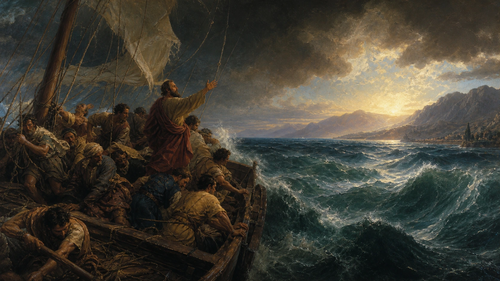 A dramatic biblical storm scene